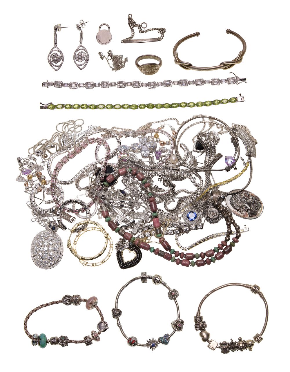 Lot 502: Sterling and European (830) Silver Jewelry Assortment