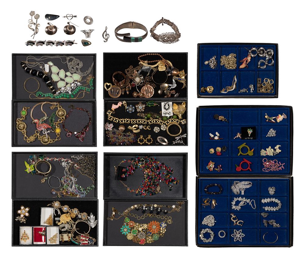 Lot 507: Sterling Silver, Rhinestone and Costume Jewelry Assortment