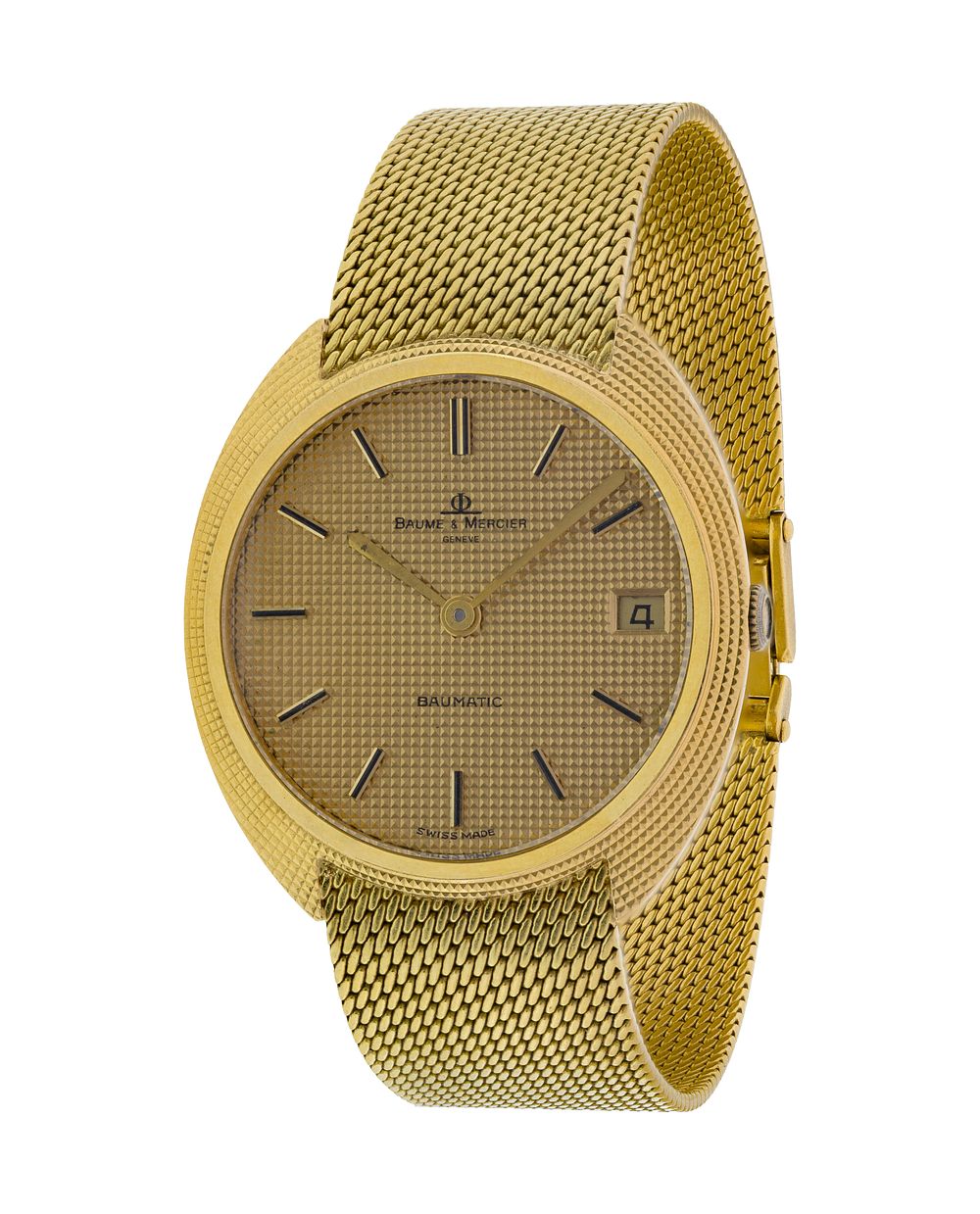 Lot 518: Baum and Mercier 18k Yellow Gold Case and Band Wristwatch