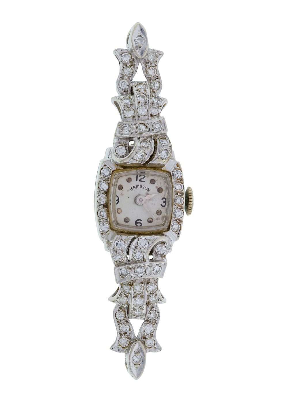 Lot 522: Hamilton 14k White Gold Case and Shoulders Wristwatch