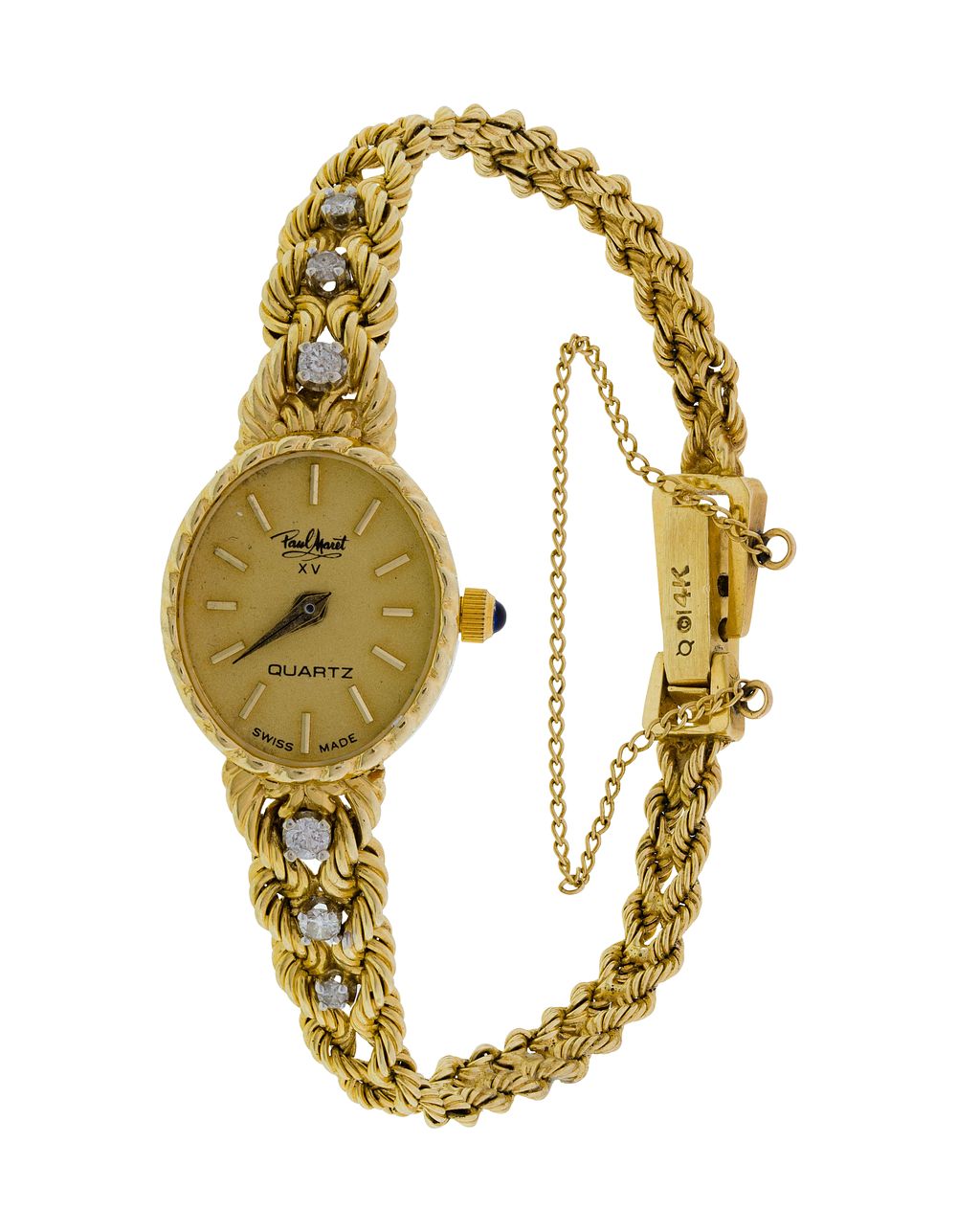 Lot 526: Paul Maret XV 14k Yellow Gold Case and Band Wristwatch