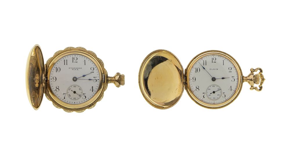 Lot 528: 14k Yellow Gold Hunter Case Pocket Watch