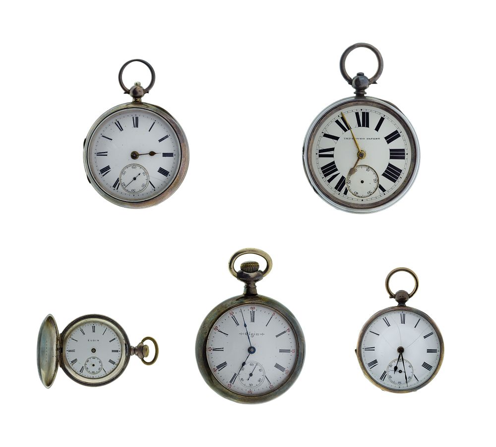 Lot 537: Sterling Silver Cased Pocket Watch Assortment