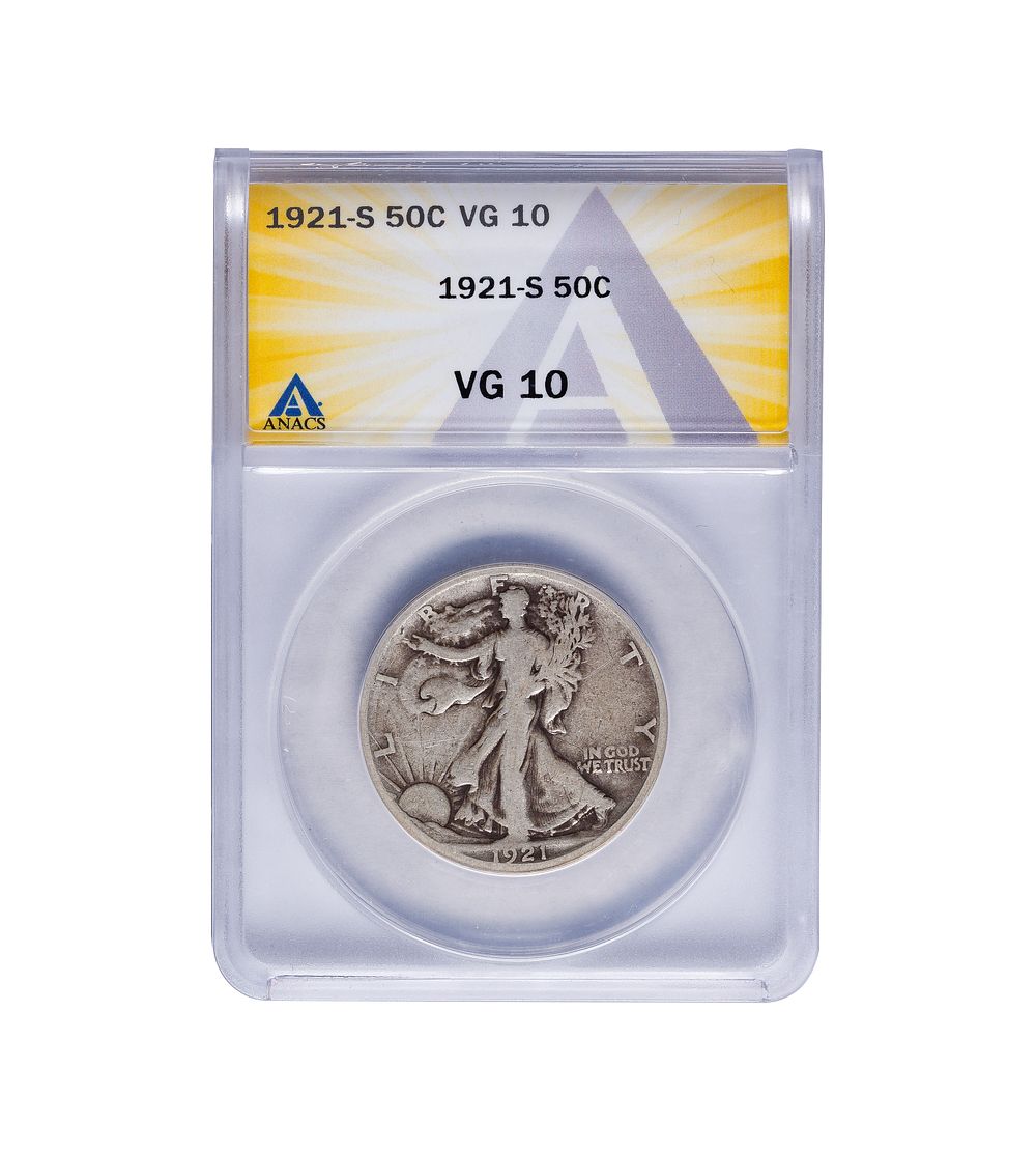 Lot 567: 1921-S Walking Liberty 50c VG-10 ANACS