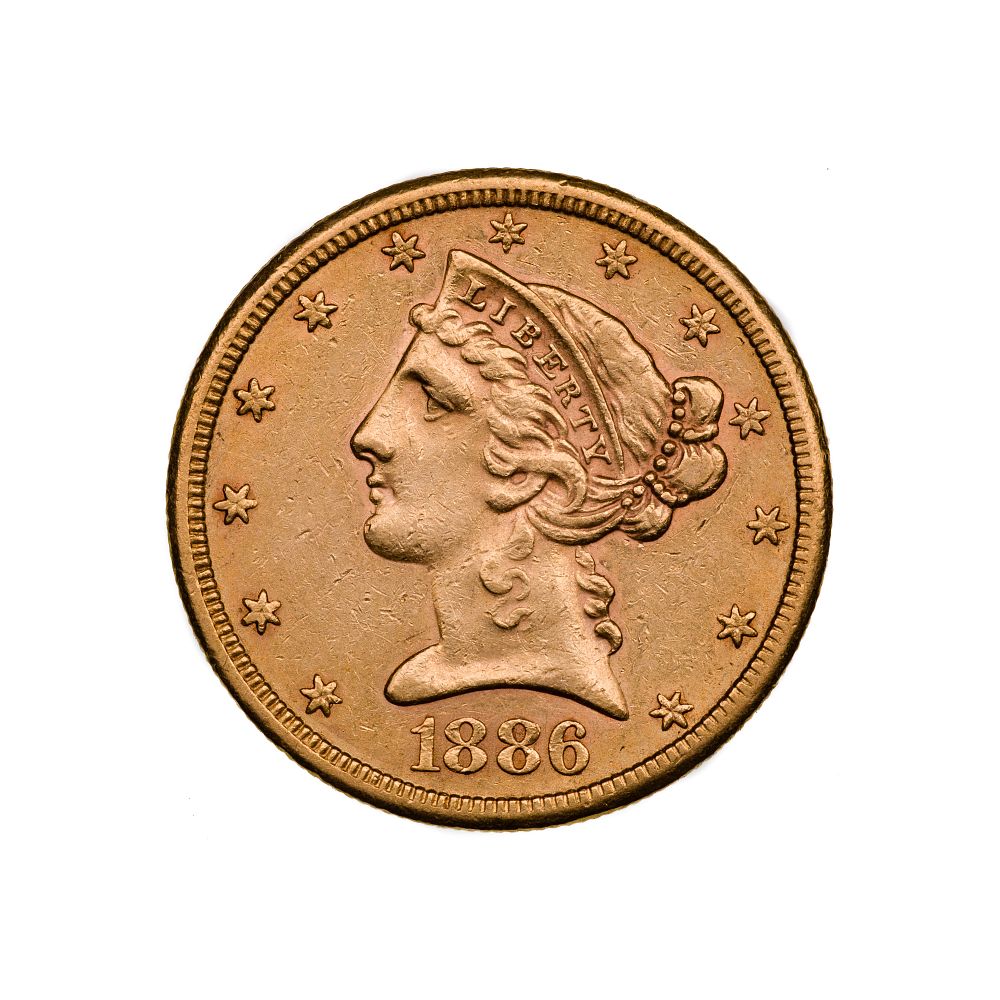 Lot 572: 1886 $5 Liberty Head Gold