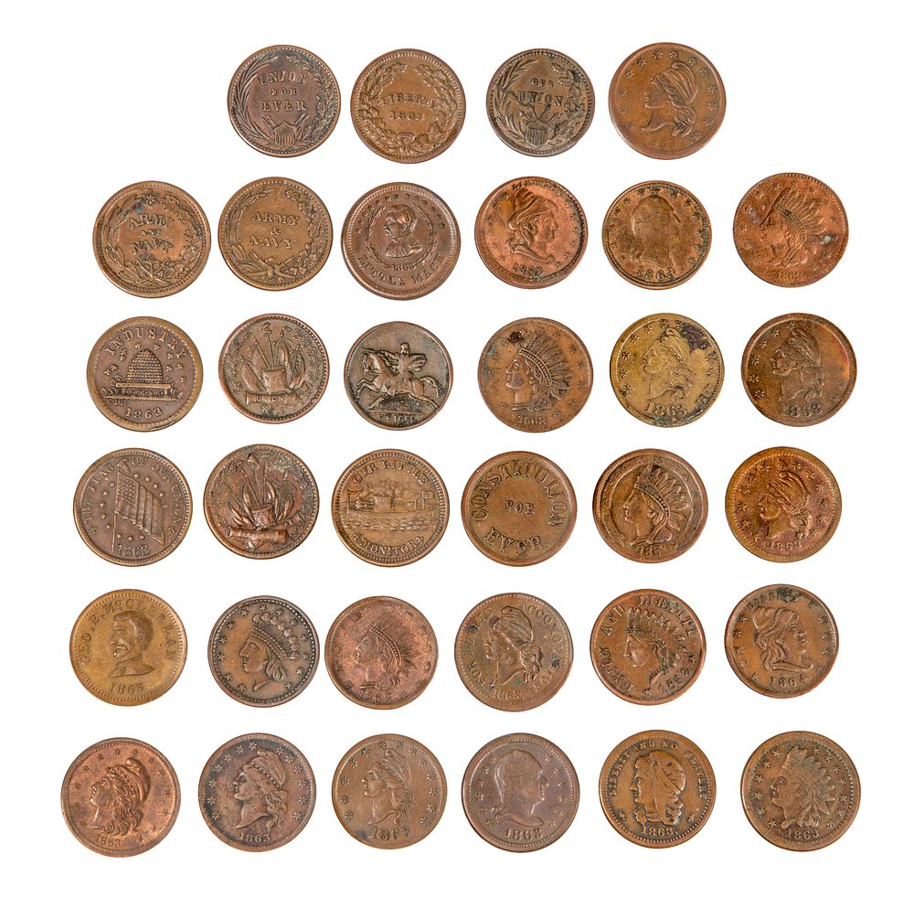 Lot 618: Civil War Era Patriotic Tokens