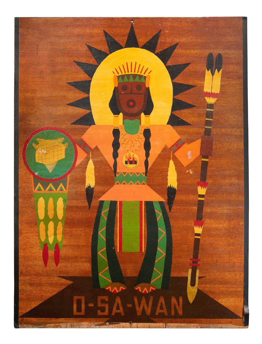 Lot 256: O-Sa-Wan-Pow Wow Wood Sign