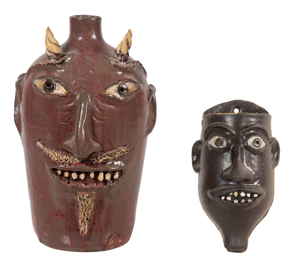Lot 258: Jackson Pottery Ugly Face Jug and Wall Pocket