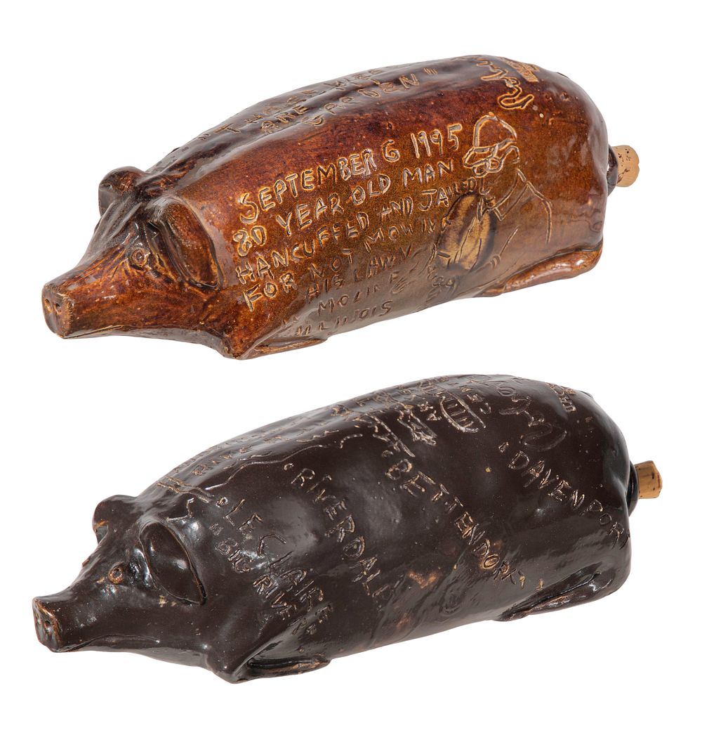 Lot 261: Robert Jackson Pottery Pig Flasks