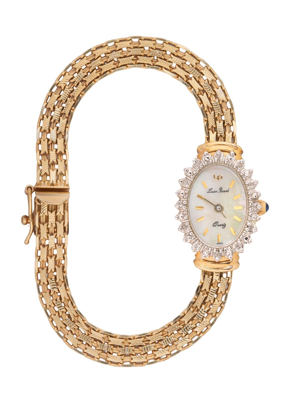Lot 274: Lucien Piccard 14k Yellow Gold Case and Bracelet Wristwatch