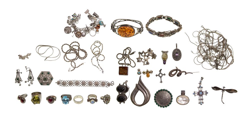 Lot 288: Sterling Silver and European Silver Jewelry Assortment