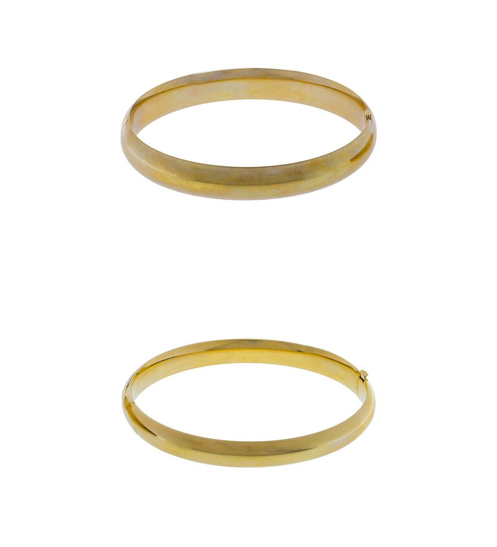 Lot 302: 14k Yellow Gold Hinged Bangle Bracelets