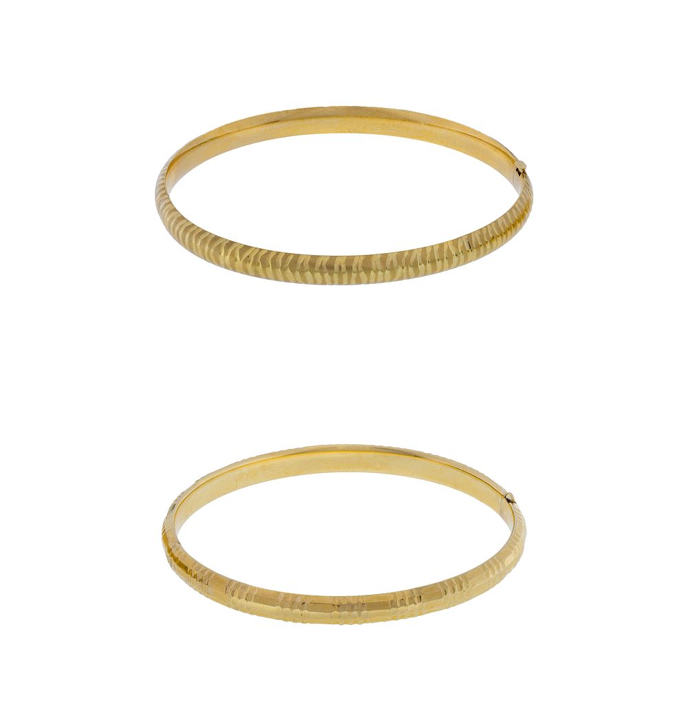 Lot 303: 14k Yellow Gold Hinged Bangle Bracelets
