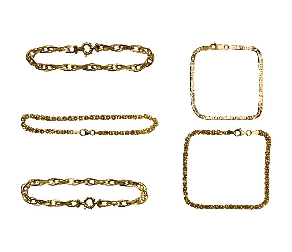 Lot 304: 14k Yellow Gold Bracelet Assortment