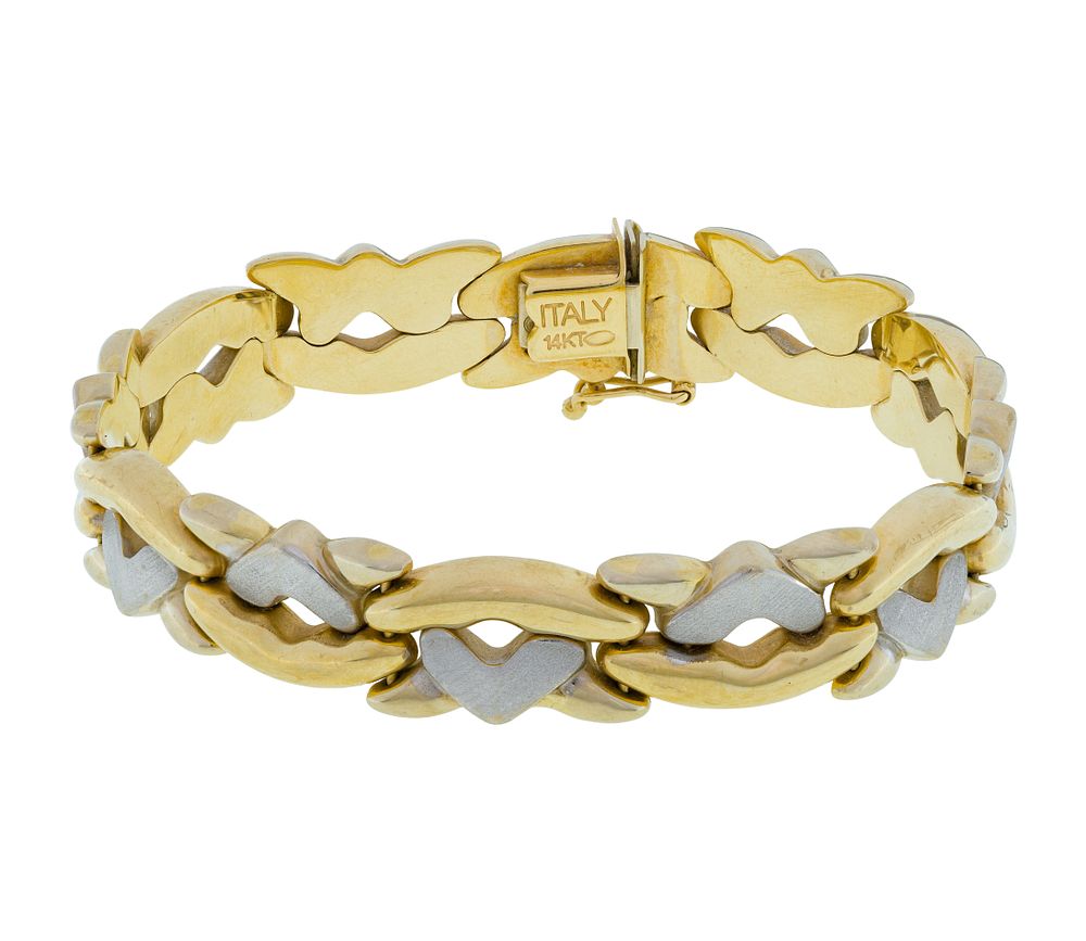 Lot 312: 14k Yellow and White Gold Bracelet