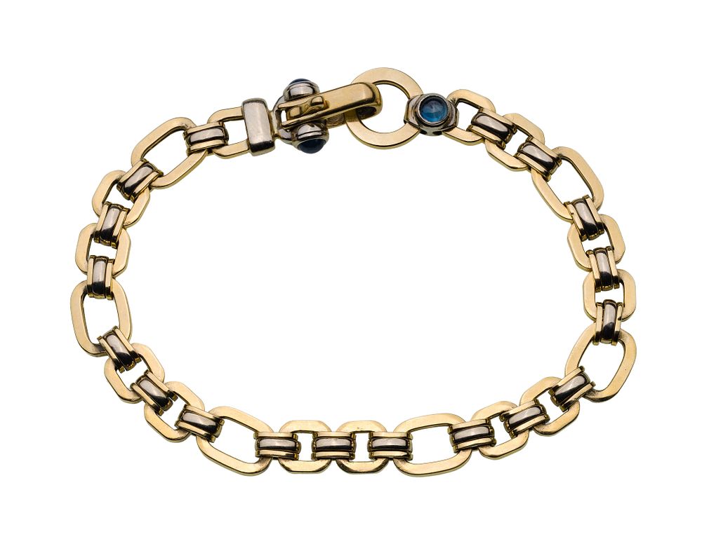 Lot 313: 14k Yellow and White Gold and Sapphire Bracelet