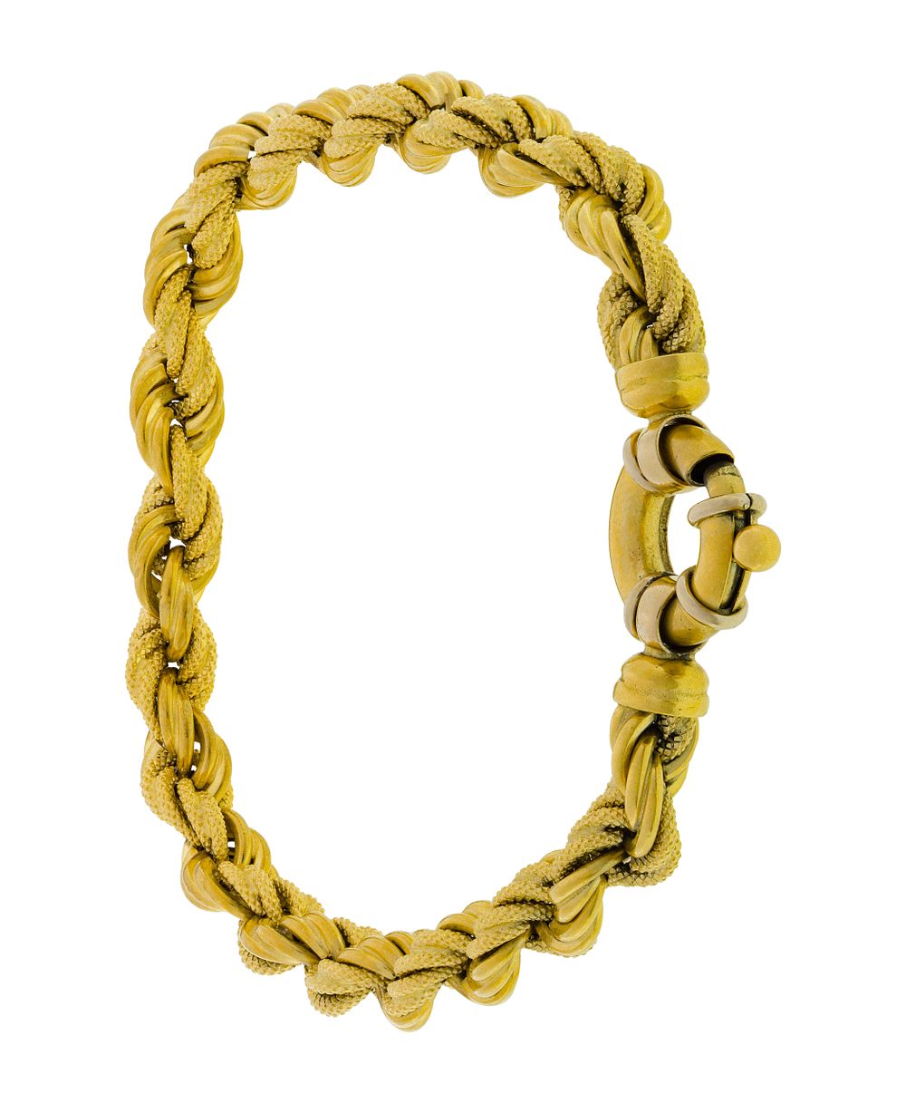 Lot 331: 18k Yellow Gold Twisted Rope Bracelet