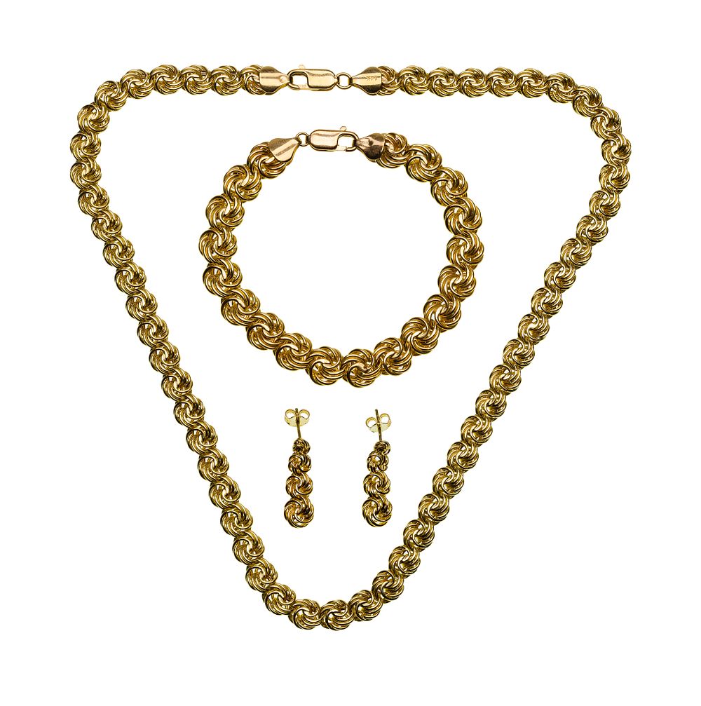 Lot 354: 14k Yellow Gold Knot Jewelry Suite