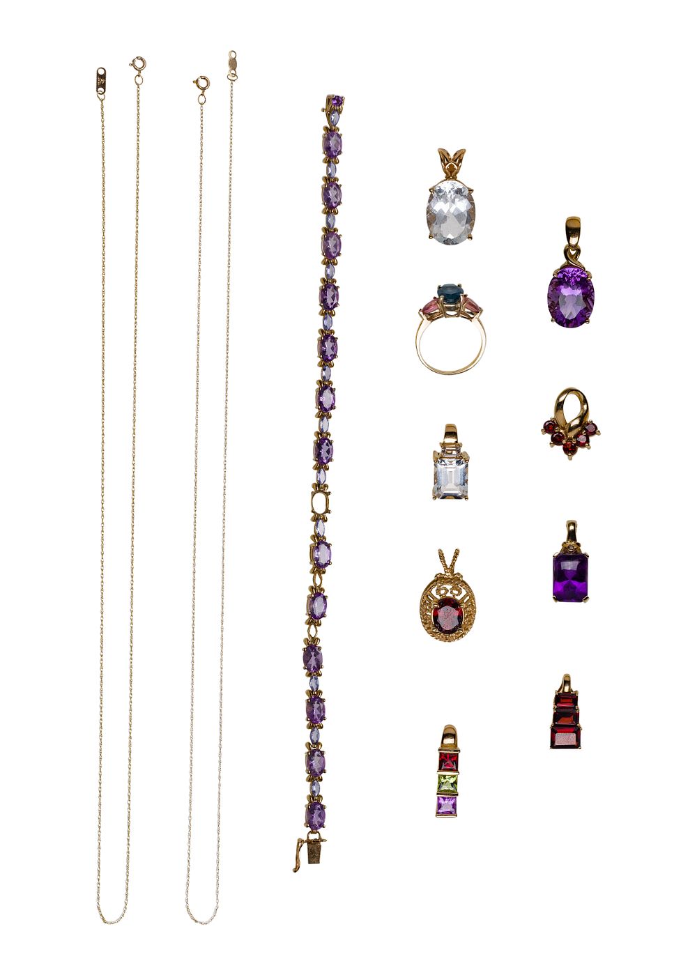 Lot 359: 10k Yellow Gold and Gemstone Jewelry Assortment