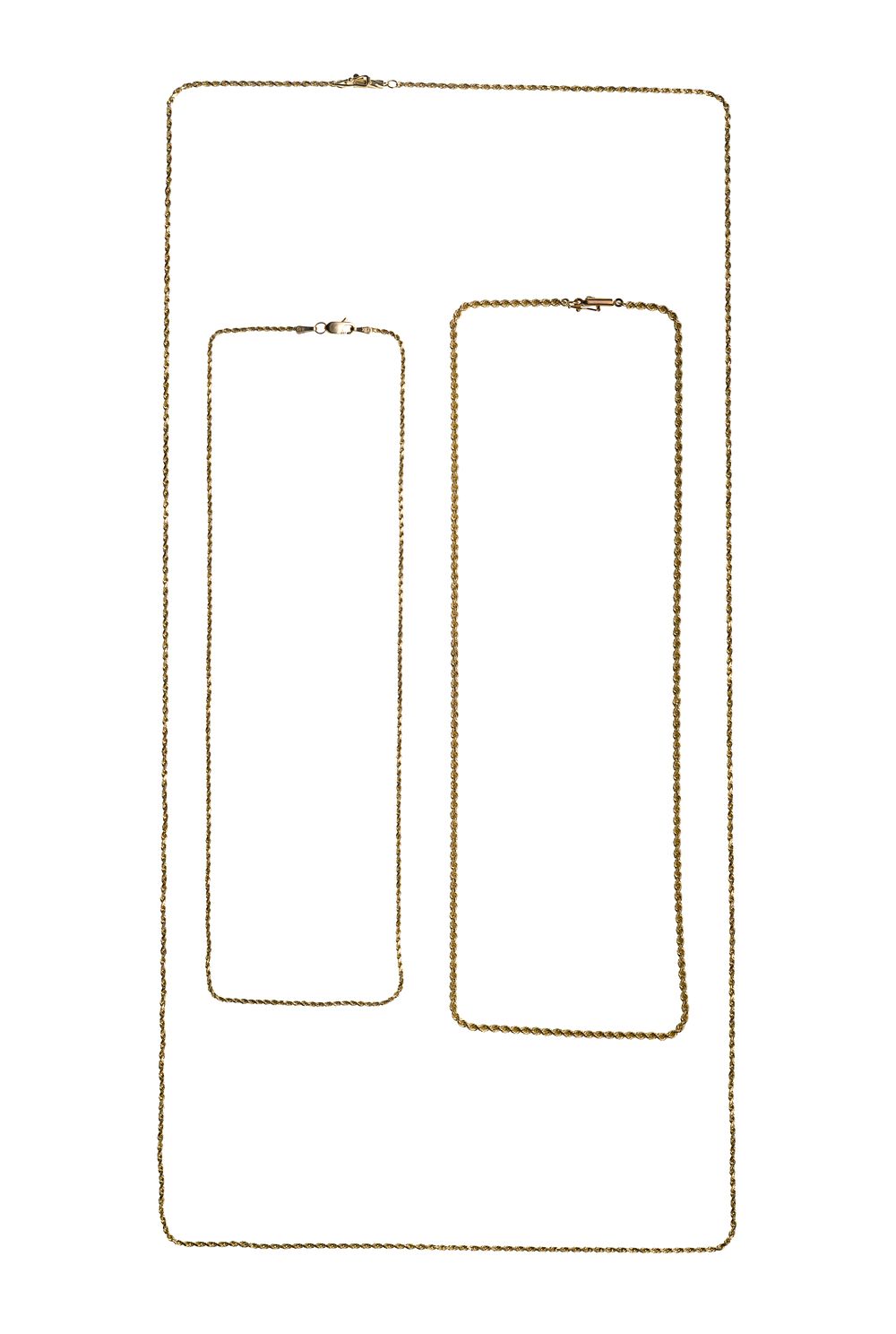 Lot 381: 14k Yellow Gold Twisted Rope Necklace Assortment