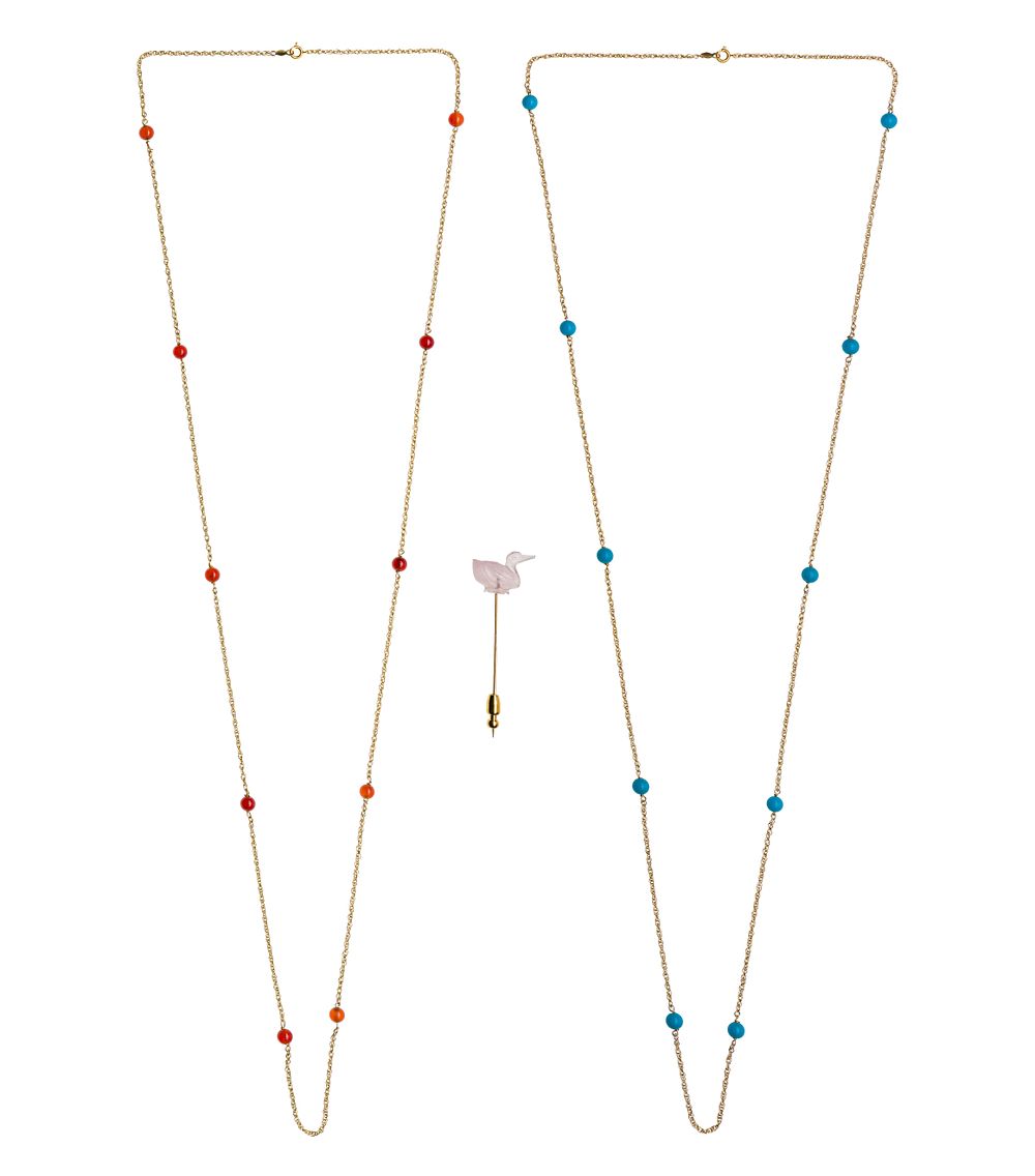 Lot 384: 14k Yellow Gold and Gemstone Necklaces