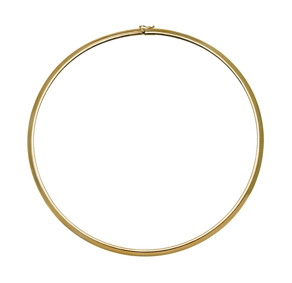 Lot 392: 14k Yellow Gold Omega Necklace