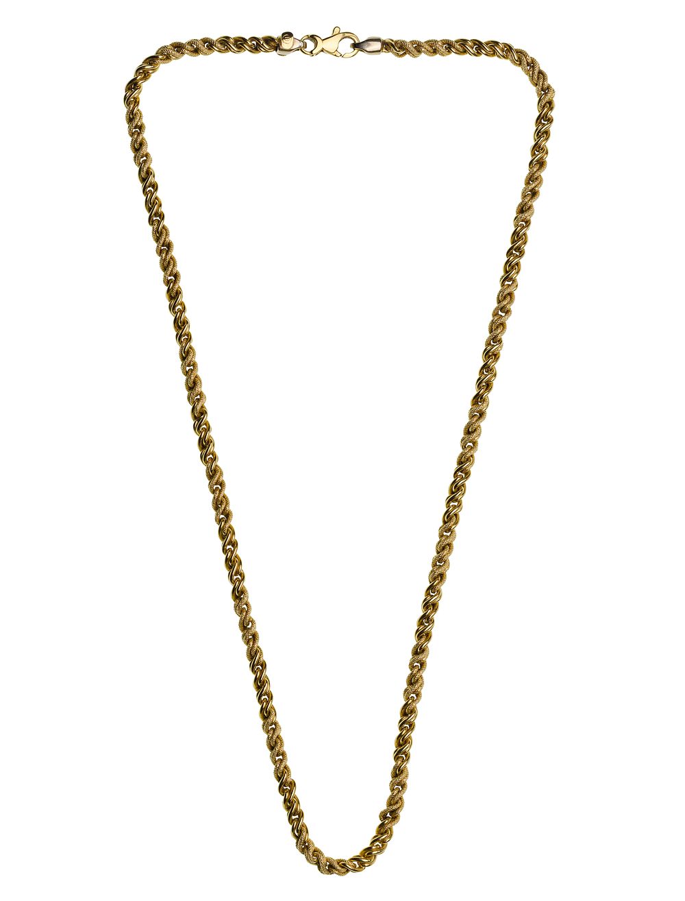 Lot 398: 18k Yellow Gold Twisted Rope Necklace