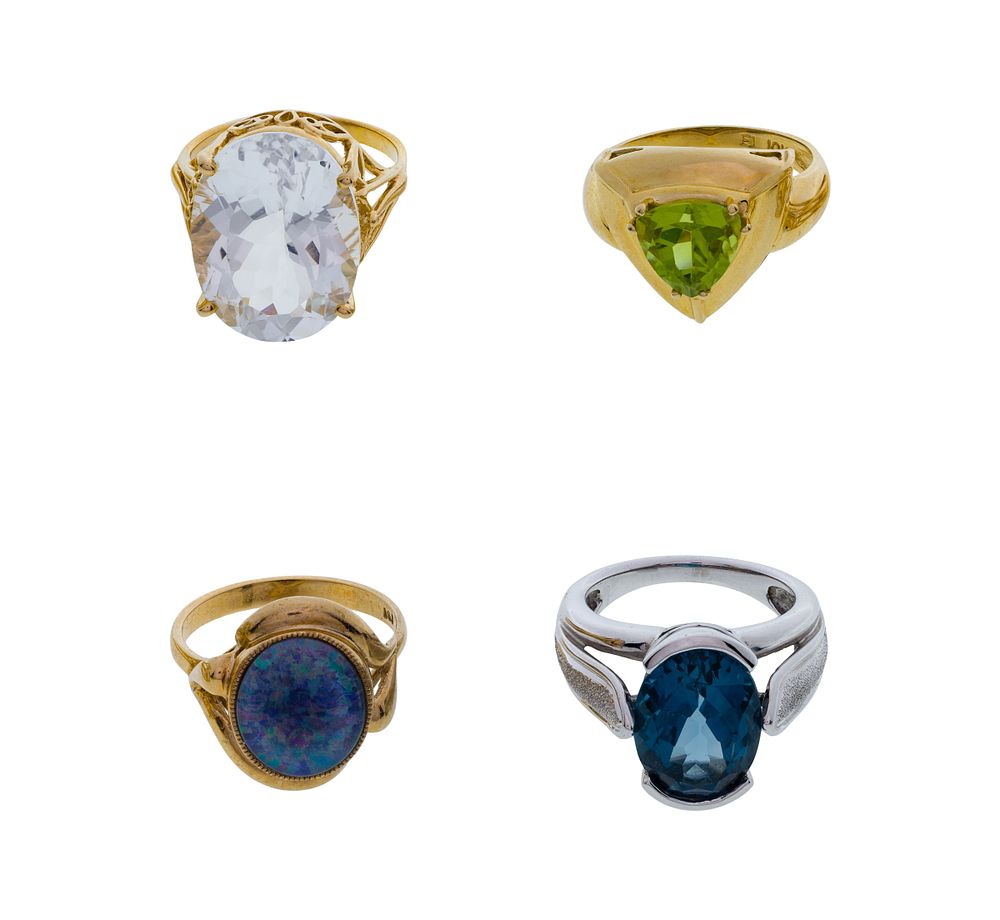 Lot 411: 10k Yellow Gold and Gemstone Ring Assortment