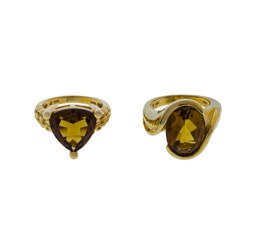 Lot 424: 14k Yellow Gold and Citrine Rings