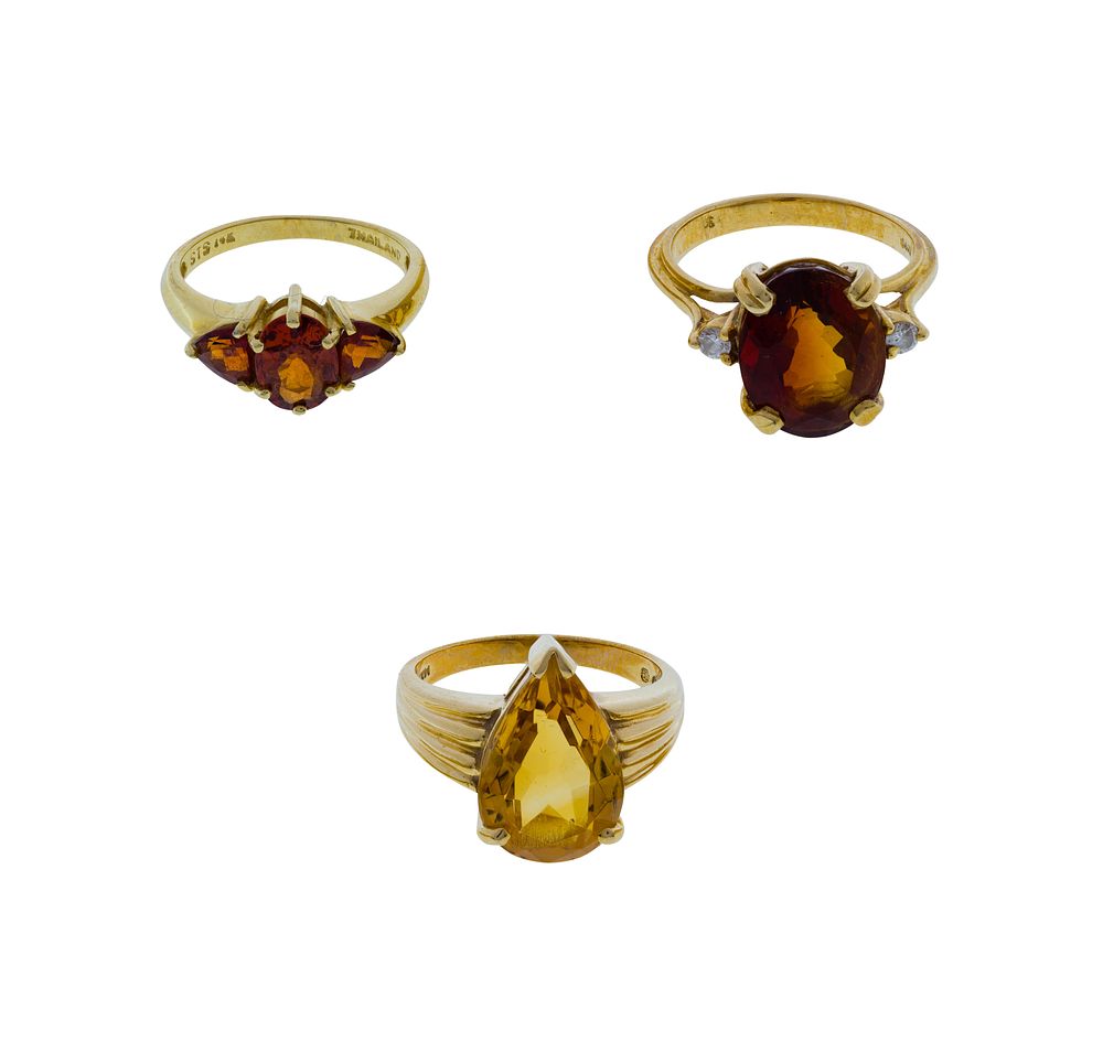 Lot 430: 14k Yellow Gold and Gemstone Ring Assortment