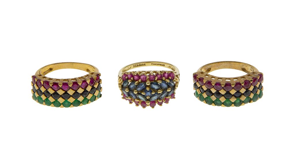Lot 432: 14k Yellow Gold and Gemstone Ring Assortment