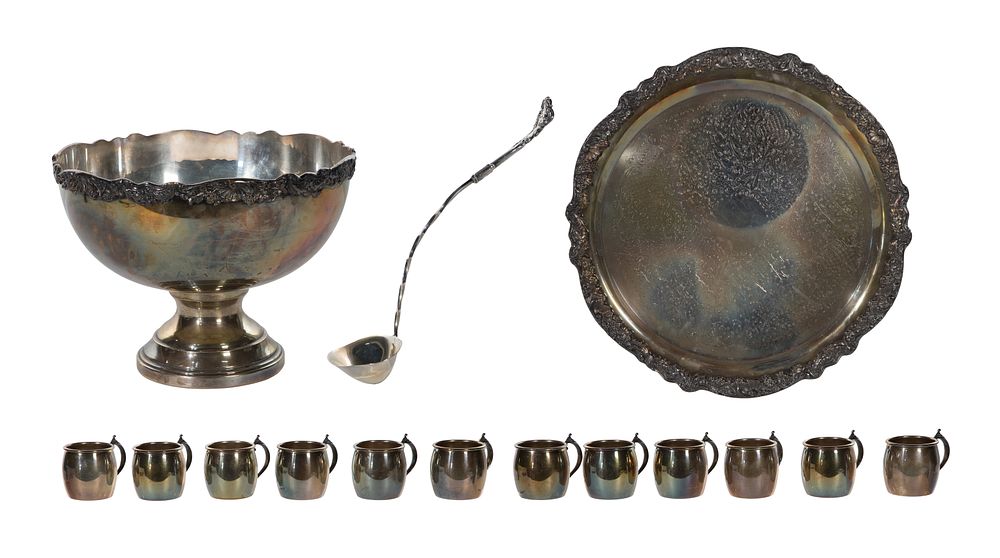 Lot 469: F. B. Rogers Silverplate Punch Bowl Set