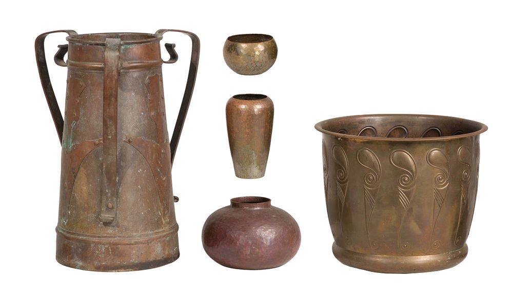 Lot 470: Stickley Brothers Arts and Crafts Copper Vase