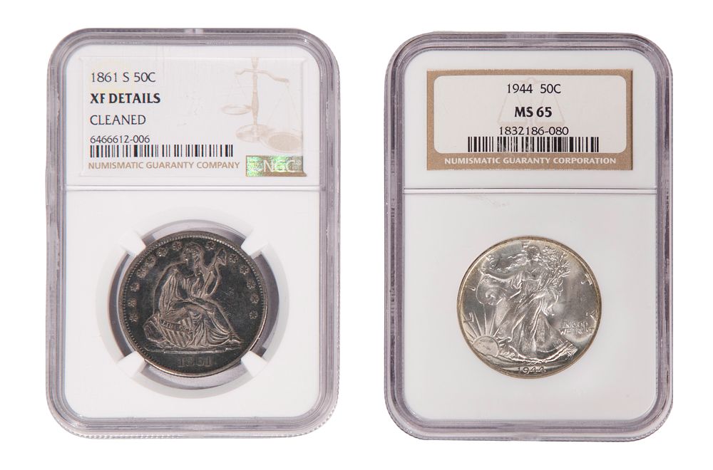 Lot 474: Seated and Walking Liberty 50c Coins NGC
