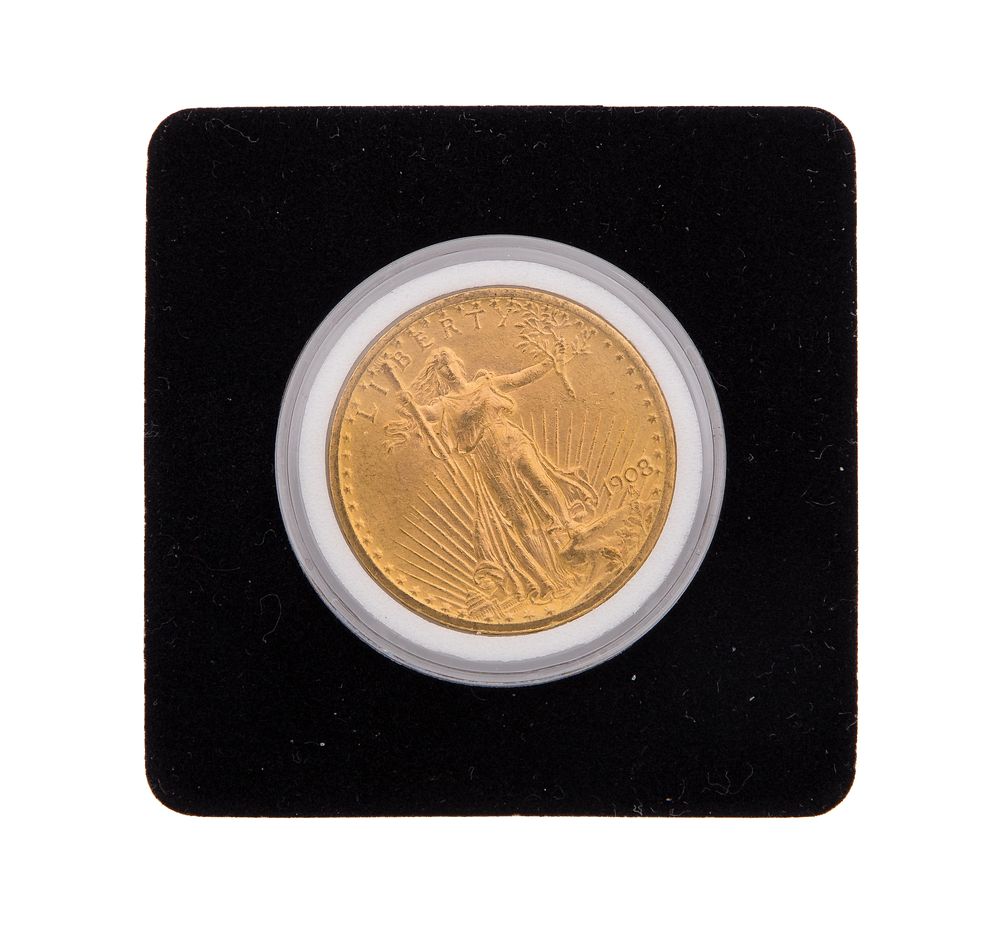 Lot 482: 1908 $20 Saint Gaudens Double Eagle Gold Coin