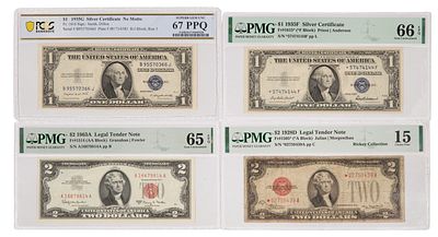 United States Mint - Certified Note Assortment (4) notes including 1935-F $1 Silver certificate 