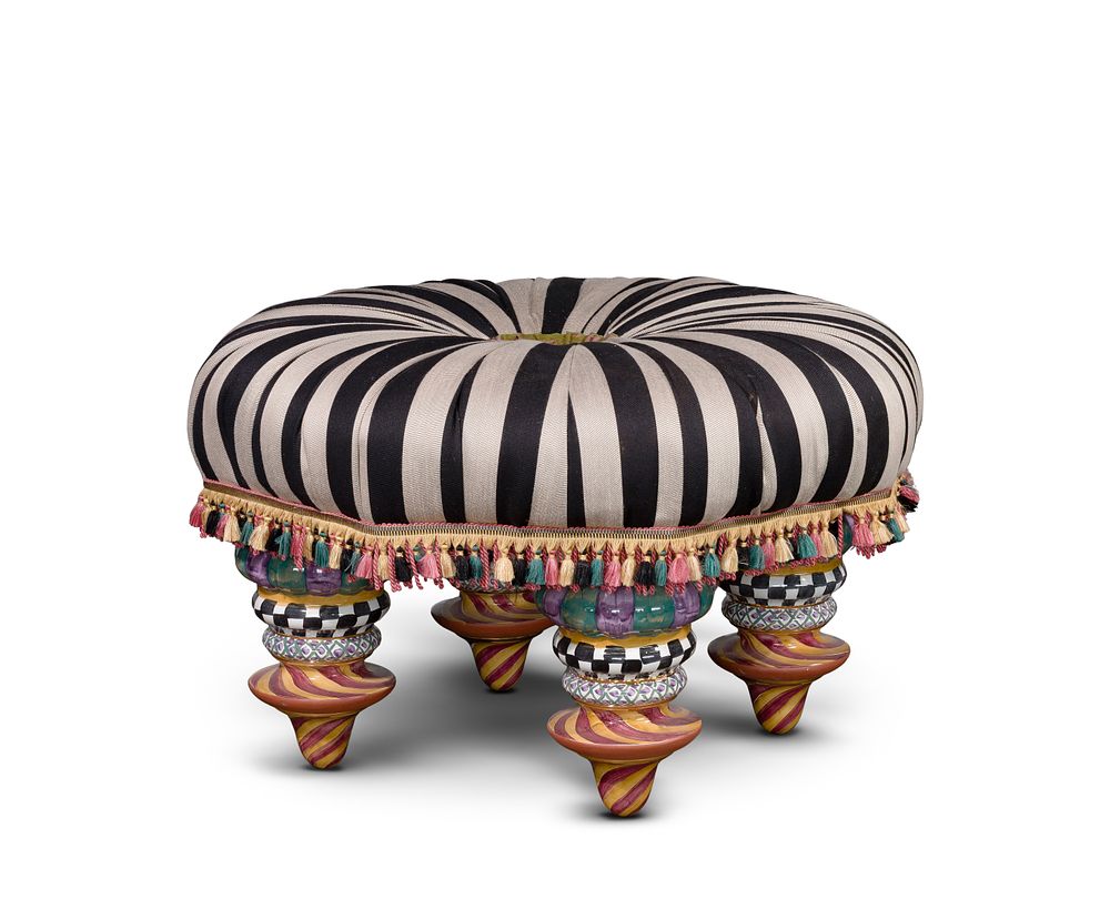 Lot 286: MacKenzie-Childs On Wall Street Ottoman