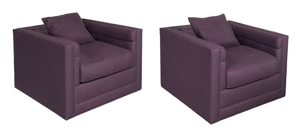 Lot 288: Purple Mohair Upholstered Club Chairs