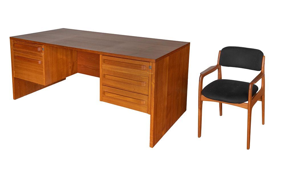 Lot 298: Modern Teak Desk and Armchair