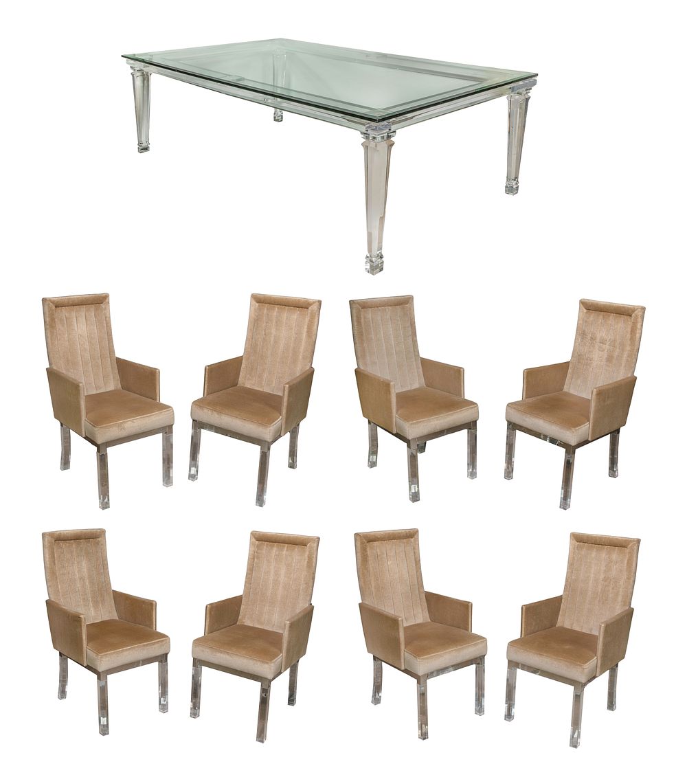 Lot 303: Lucite and Glass Dining Suite