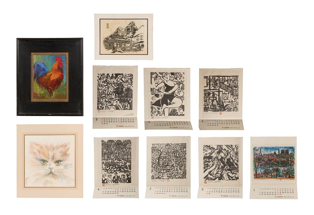 Lot 313: Shiko Munakata (Japanese, 1903-1975) Woodblock Print Assortment