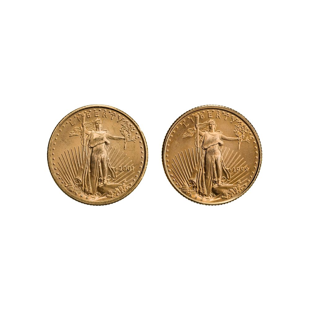 Lot 278: 1999 and 2001 $5 Gold Eagles Unc.