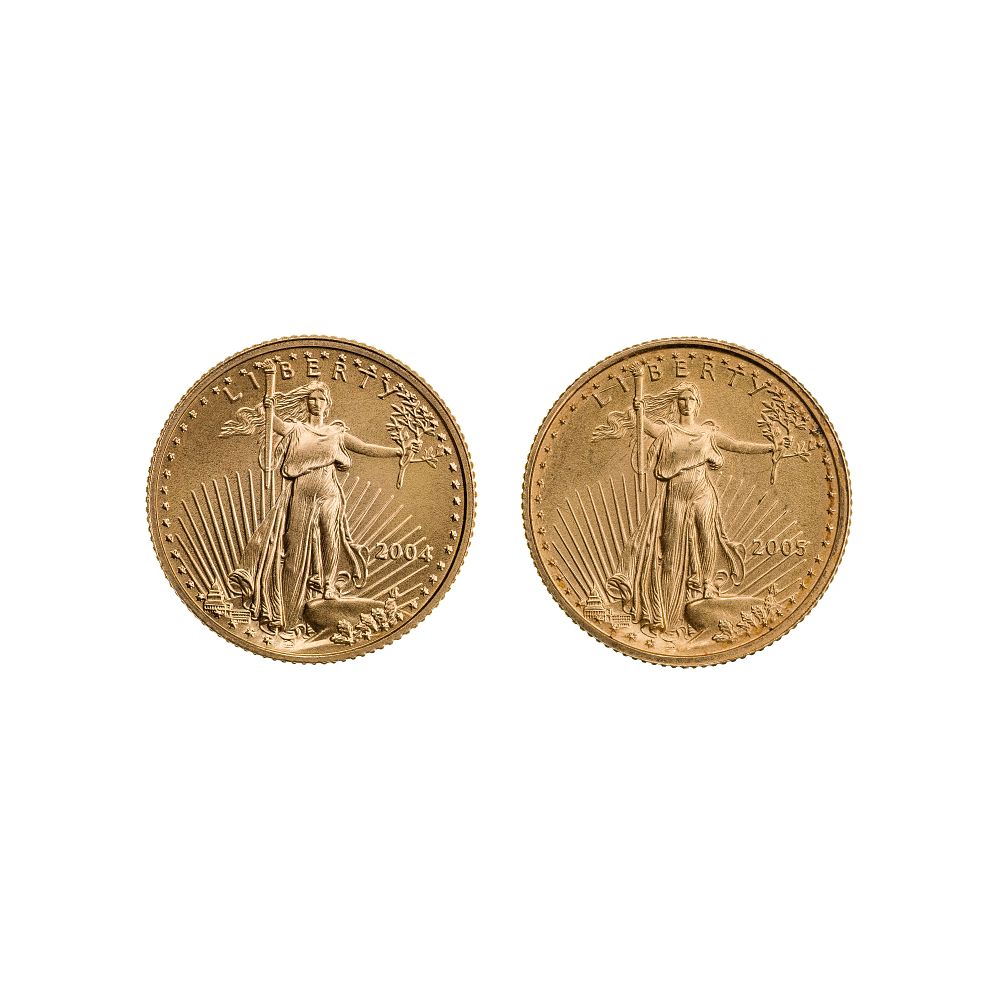 Lot 281: 2004 and 2005 $5 Gold Eagles Unc.