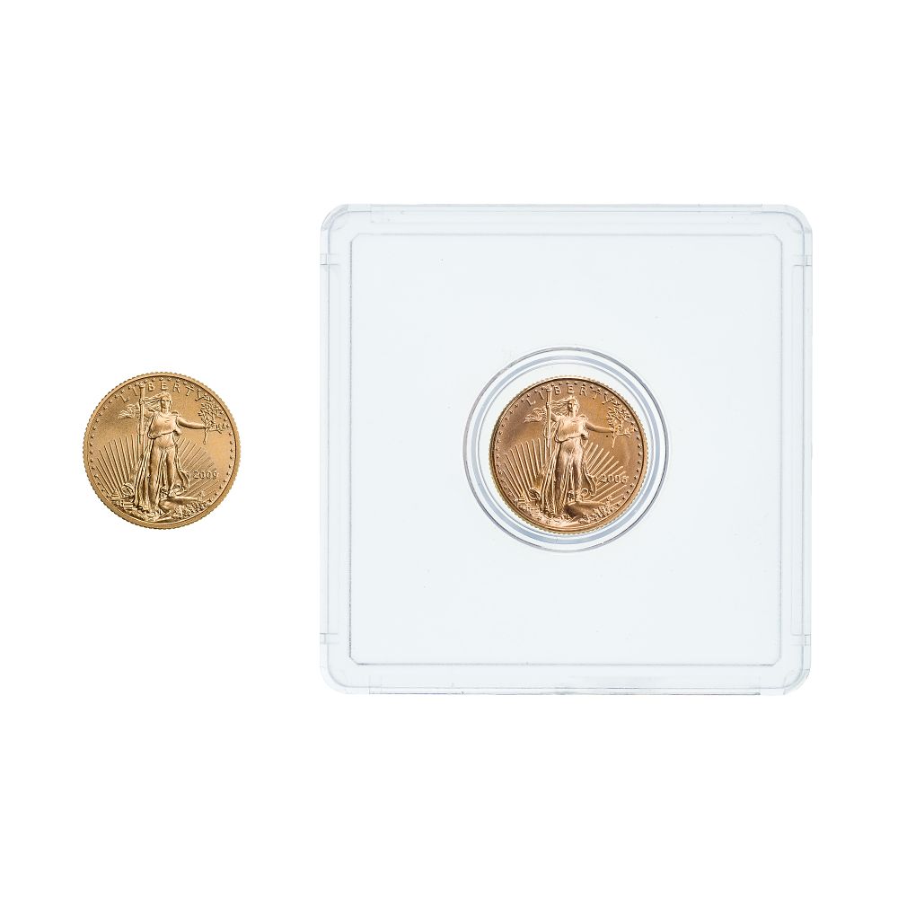 Lot 282: 2006 and 2009 $5 Gold Eagles Unc.