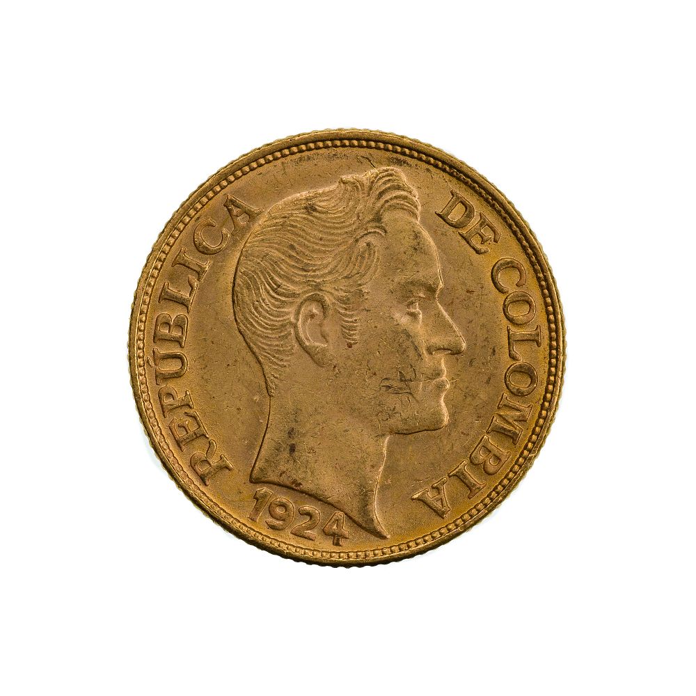 Lot 318: Columbia: 1924 5 Peso Gold XF