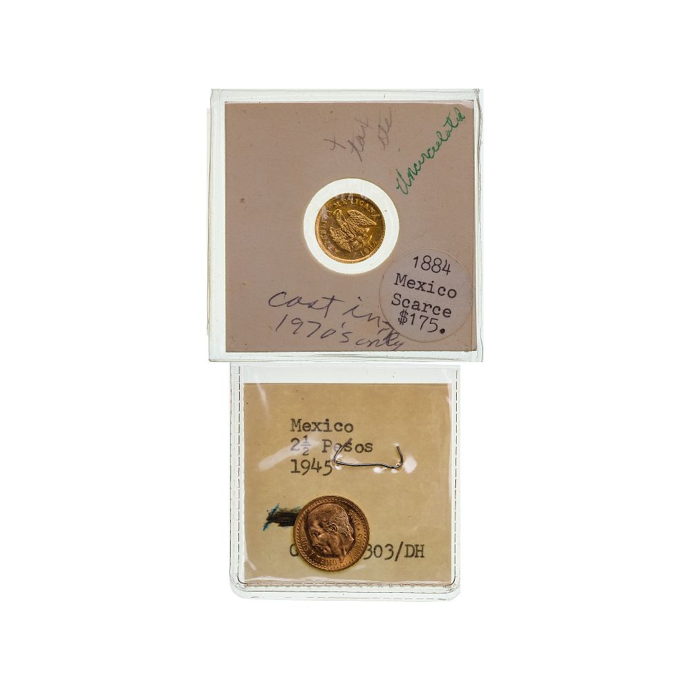 Lot 329: Mexico: 1884 1 Peso and 1945 2 1/2 Peso Gold