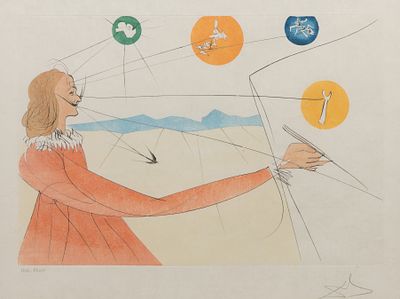 Salvador Dali - Salvador Dali (Spanish, 1904-1989) 'Dalinean Prophecy' Mixed Media 1976, signed 