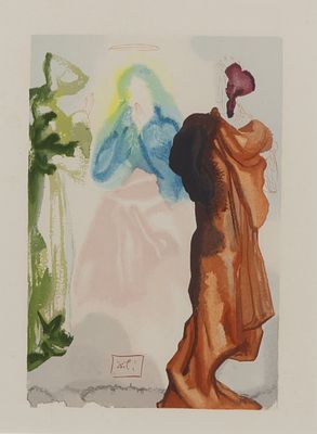 Salvador Dali - Salvador Dali (Spanish, 1904-1989) 'The Prayer of Saint Bernard' Color Woodcut 