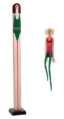 J.W Eaton - J. W. Eaton (American, 20th Century) Painted Wood and Metal Sculptures (2) items 