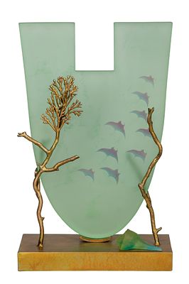 Pozycinski Studio - Pozycinski Studio Glass and Metal Sculpture 2018, engraved 'Pozycinski Studio' 